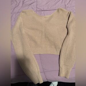 Sweater with Pearl Accent Back and Cutout